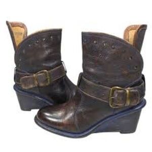 Bed Stu NWOB Brown Leather Wedge Ankle Boots